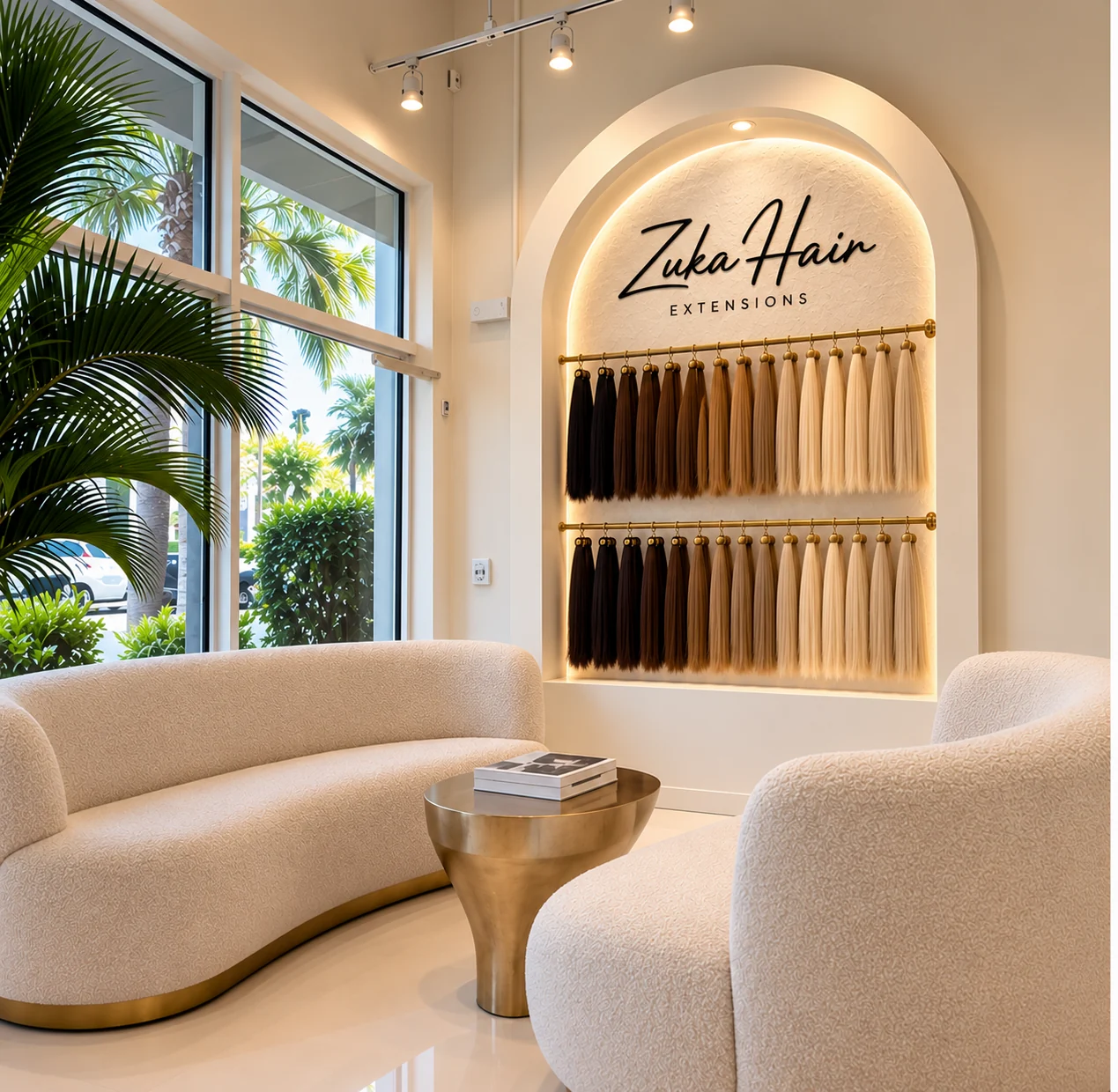 Hair extension shades on display at Zuka Hair